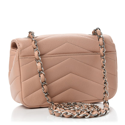 Chanel Caviar Chevron Quilted Small Single Flap Light Pink 3 of 12