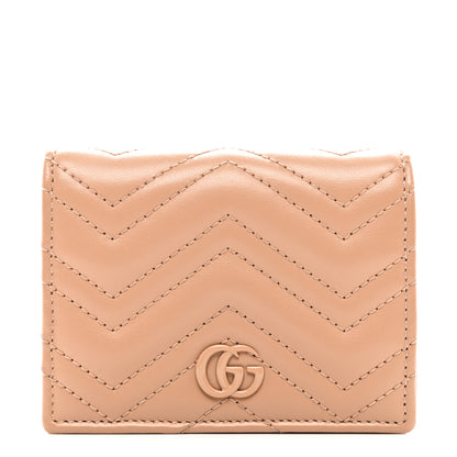 Gucci Calfskin Matelasse Monochrome GG Marmont Card Case Wallet Camelia 1 of 7