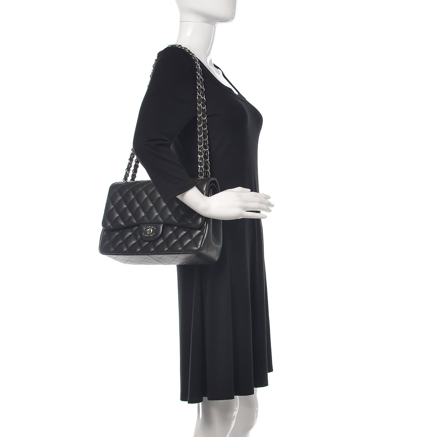Lambskin Quilted Jumbo Double Flap Black