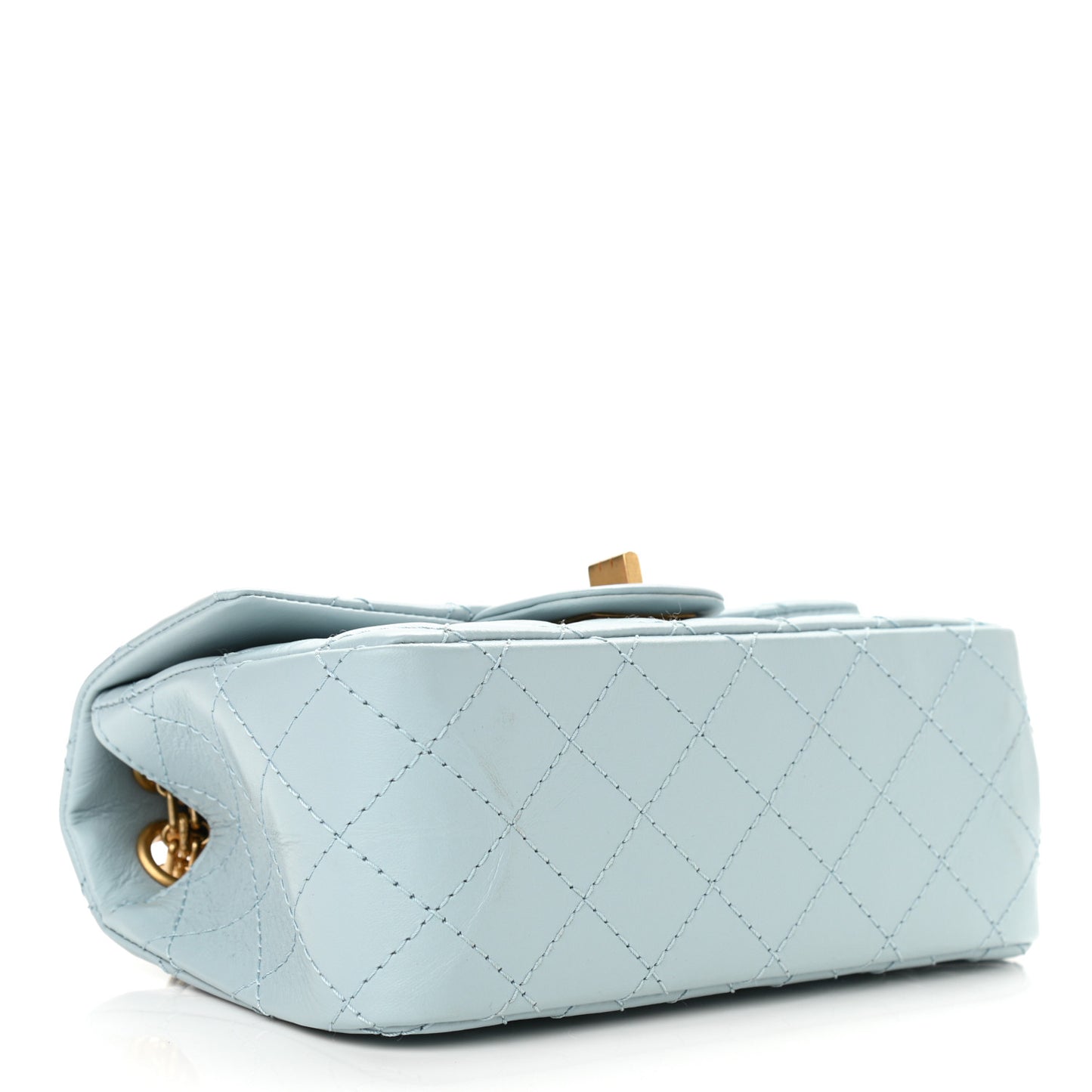 Aged Calfskin Quilted 2.55 Reissue Mini Flap Light Blue