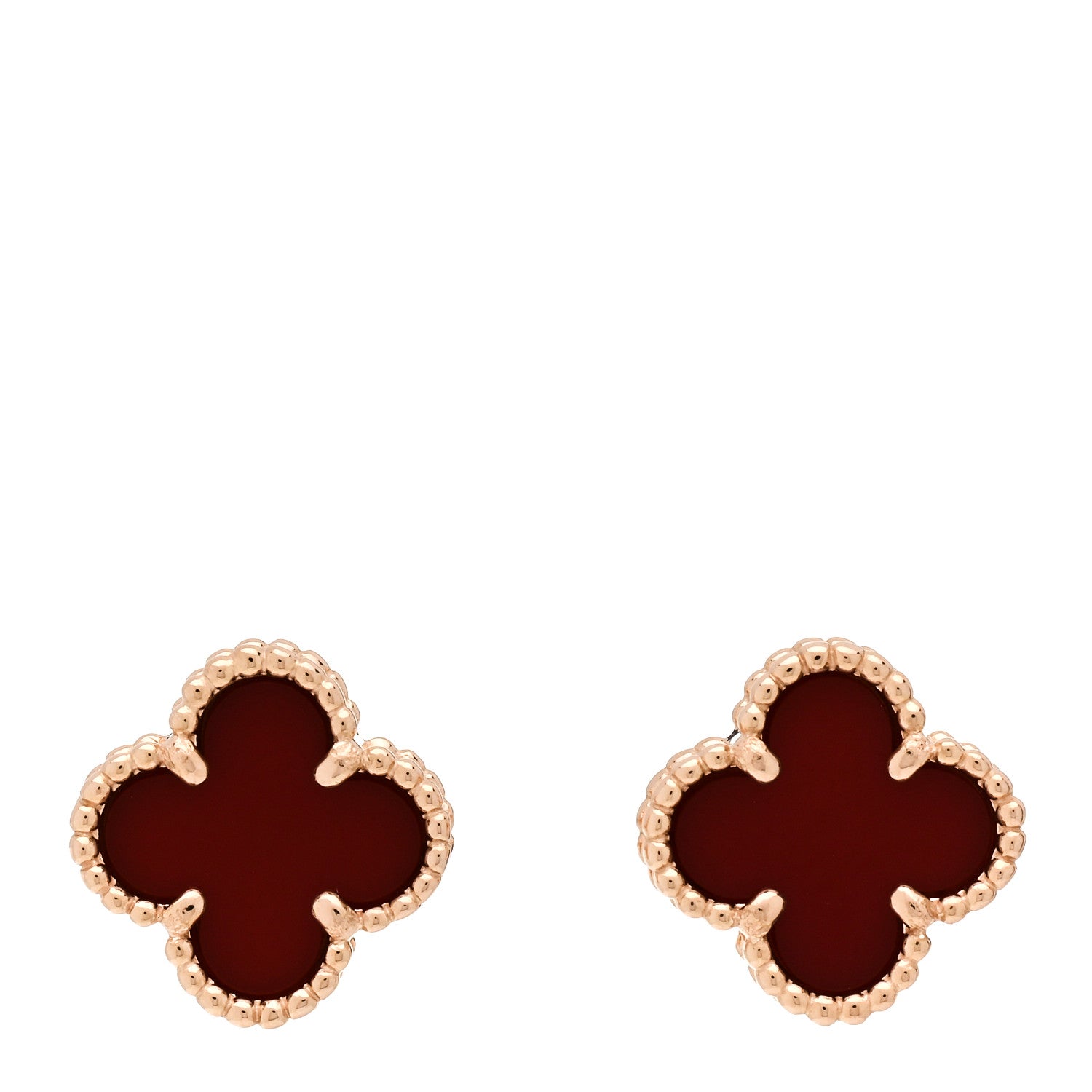 Van Cleef & Arpels 18K Rose Gold Carnelian Sweet Alhambra Earrings 1 of 5