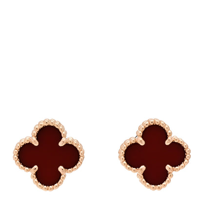 Van Cleef & Arpels 18K Rose Gold Carnelian Sweet Alhambra Earrings 1 of 5