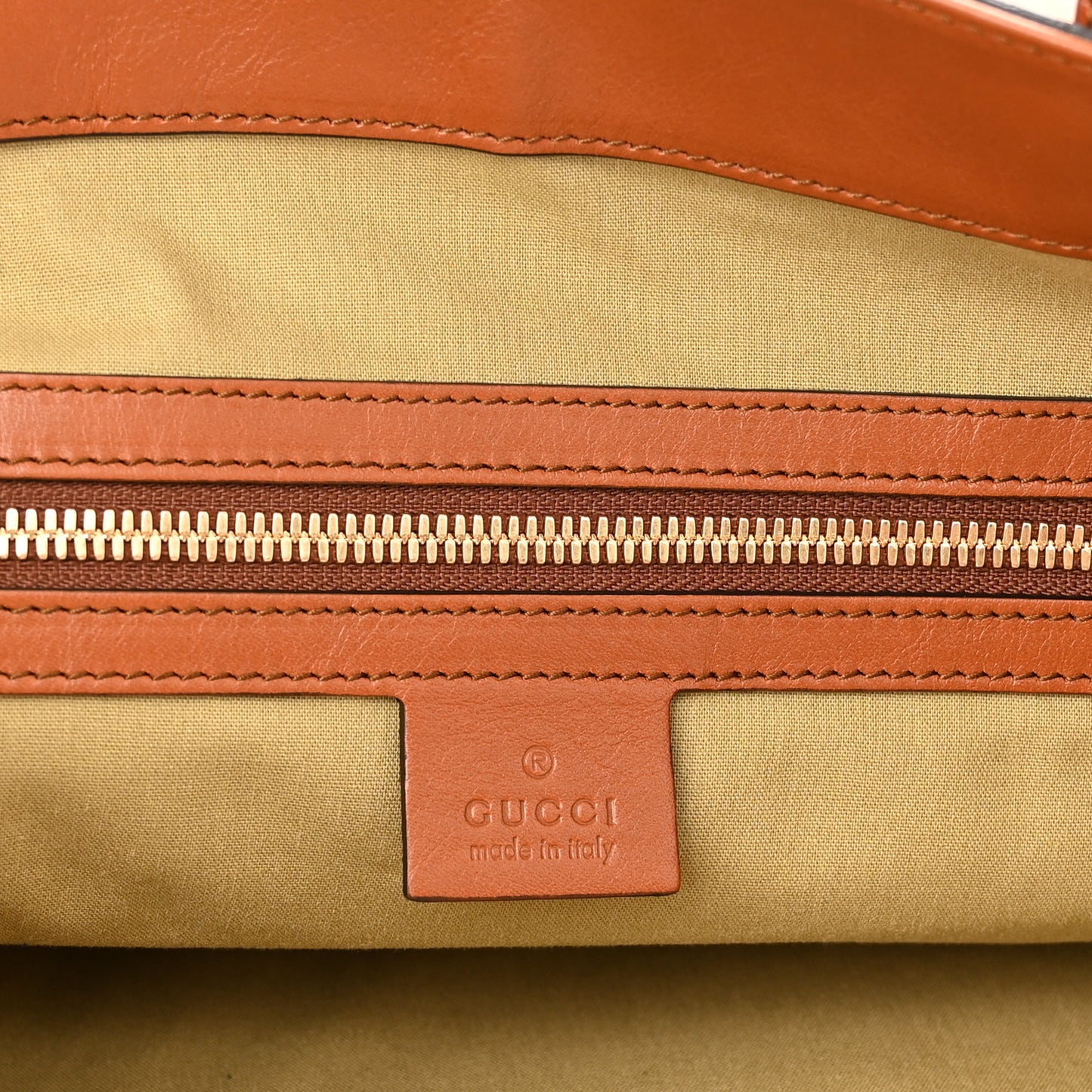 Vintage Canvas Calfskin Web Flat Tote Sand Light Cuir