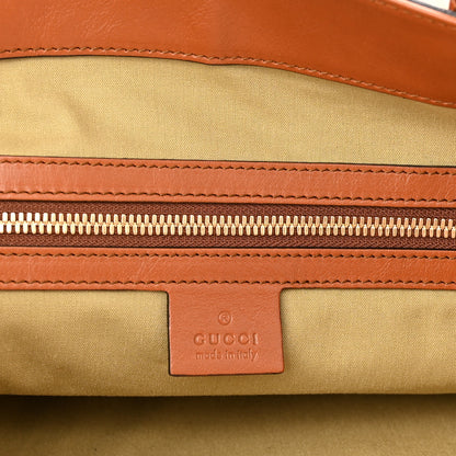 Gucci Vintage Canvas Calfskin Web Flat Tote Sand Light Cuir 6 of 10
