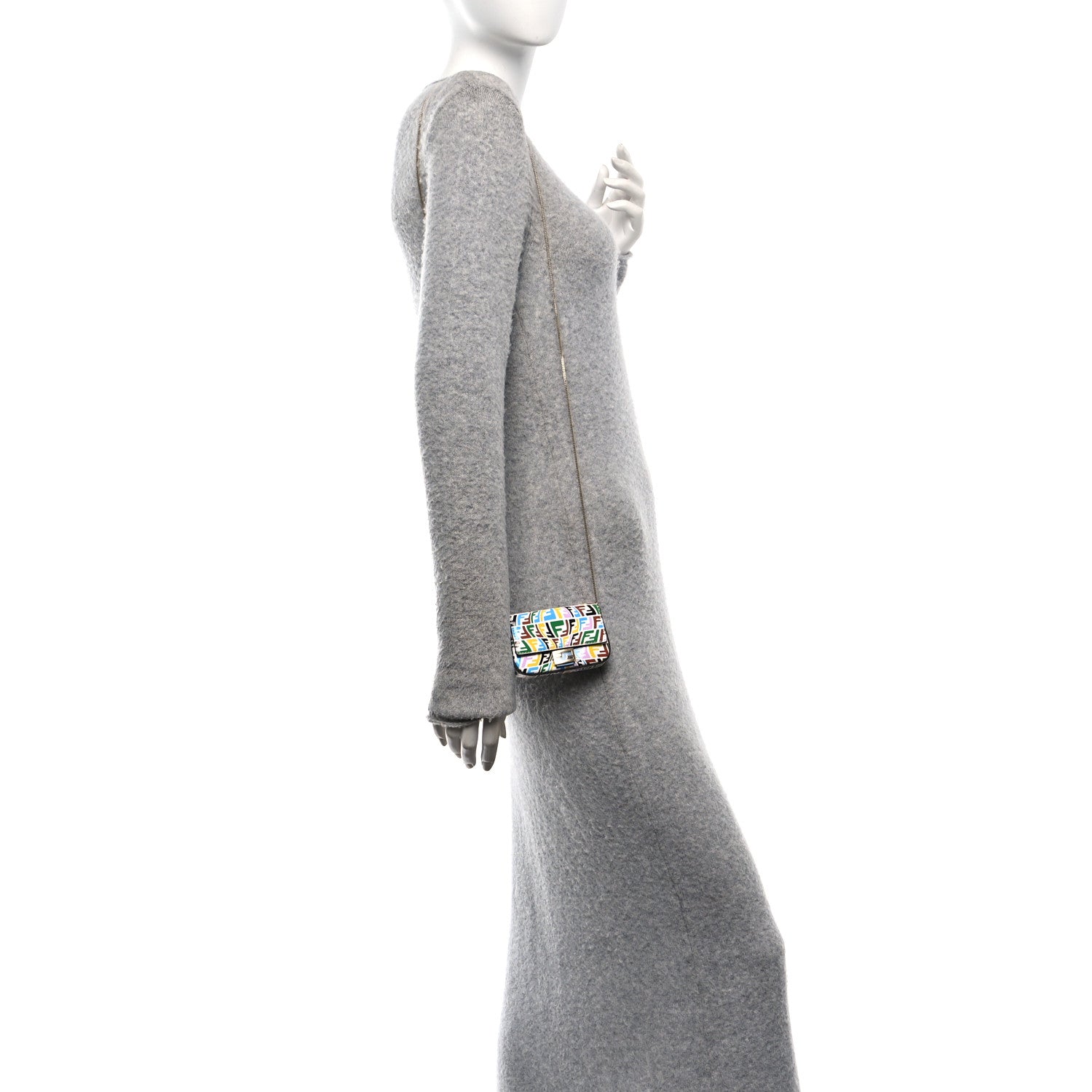 Fendi X SARAH COLEMAN Vitello Liberty Ceylon Micro FF Fish Eye Embossed Nano Baguette Charm Multicolor Cyber Blue 2 of 9
