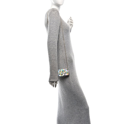 Fendi X SARAH COLEMAN Vitello Liberty Ceylon Micro FF Fish Eye Embossed Nano Baguette Charm Multicolor Cyber Blue 2 of 9