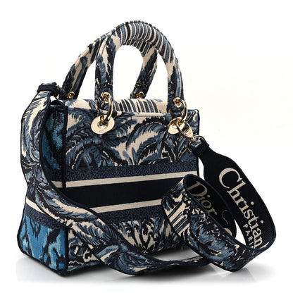 Christian Dior Canvas Embroidered Palm Tree Toile De Jouy Medium Lady D-Lite Blue 3 of 10