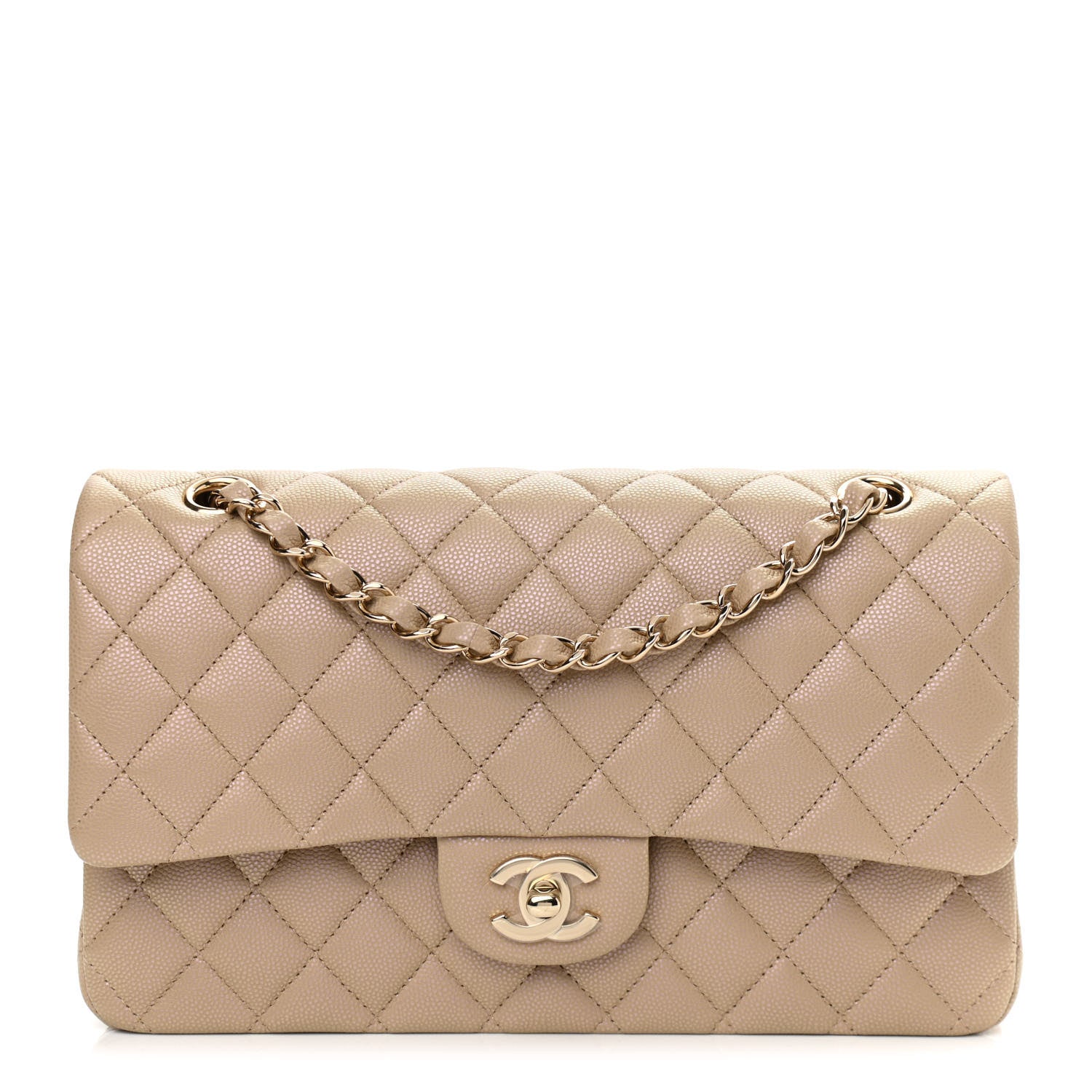 Chanel Iridescent Caviar Quilted Medium Double Flap Dark Beige 1 of 11