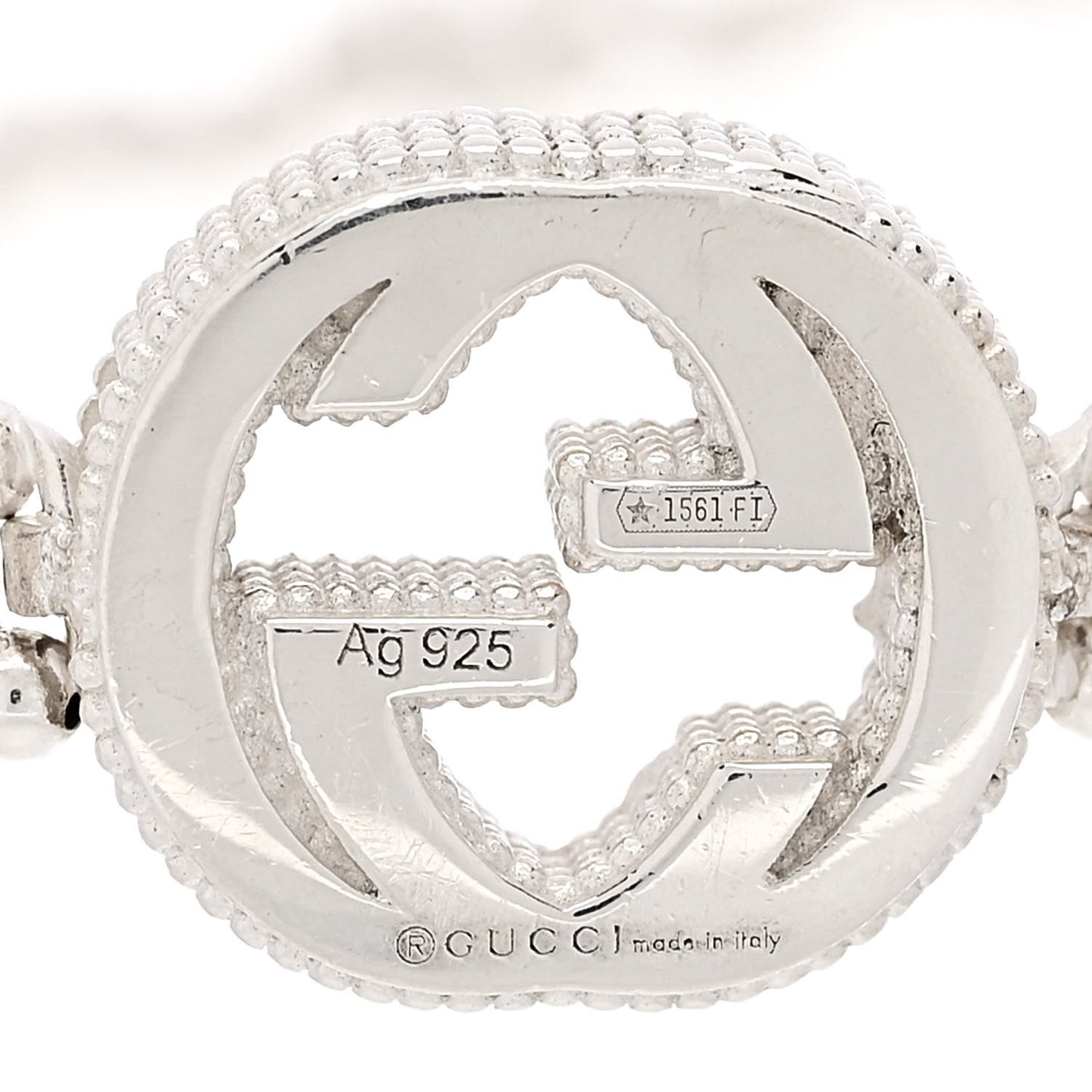 Sterling Silver Interlocking GG Beaded Flower Bracelet