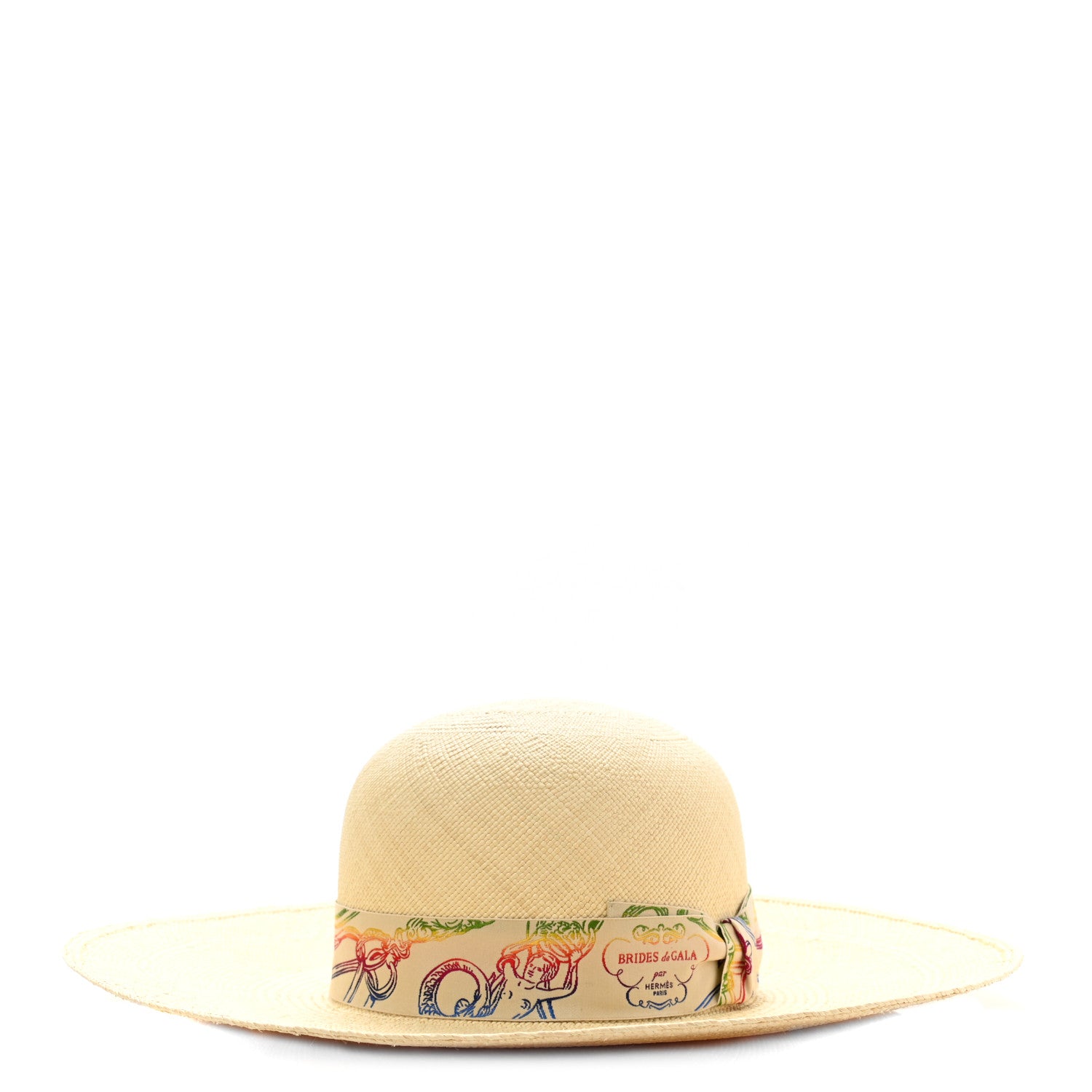 Hermes Straw Panama Brisa Brides De Gala Hat 58 Naturel Multicolore 1 of 9