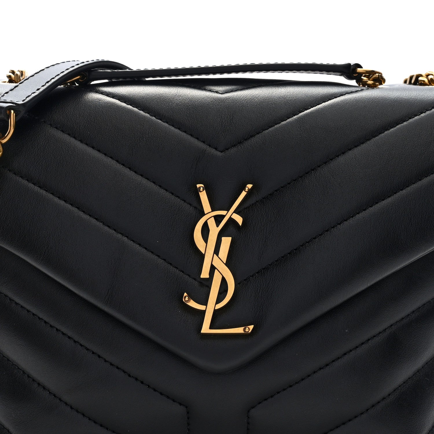 Saint Laurent Calfskin Y Quilted Monogram Small Loulou Chain Satchel Black 8 of 10