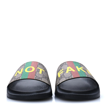 Gucci GG Supreme Monogram Fake/Not Slide Sandals 37 Beige Ebony 3 of 8