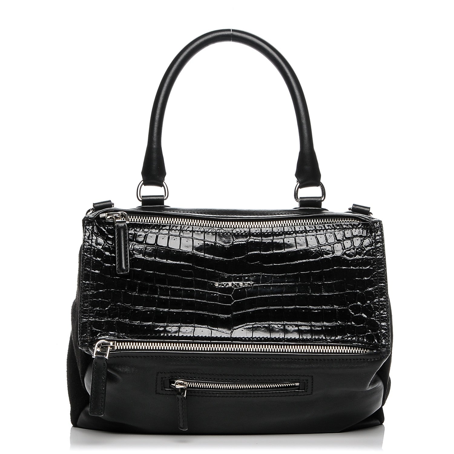 Givenchy Smooth Calfskin Crocodile Embossed Medium Pandora Black 1 of 7