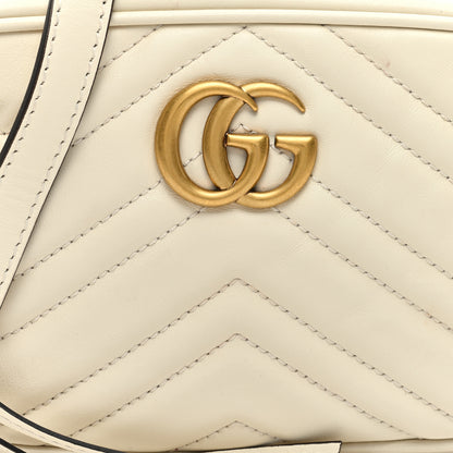 Gucci Calfskin Matelasse Mini GG Marmont Chain Shoulder Bag White 10 of 13