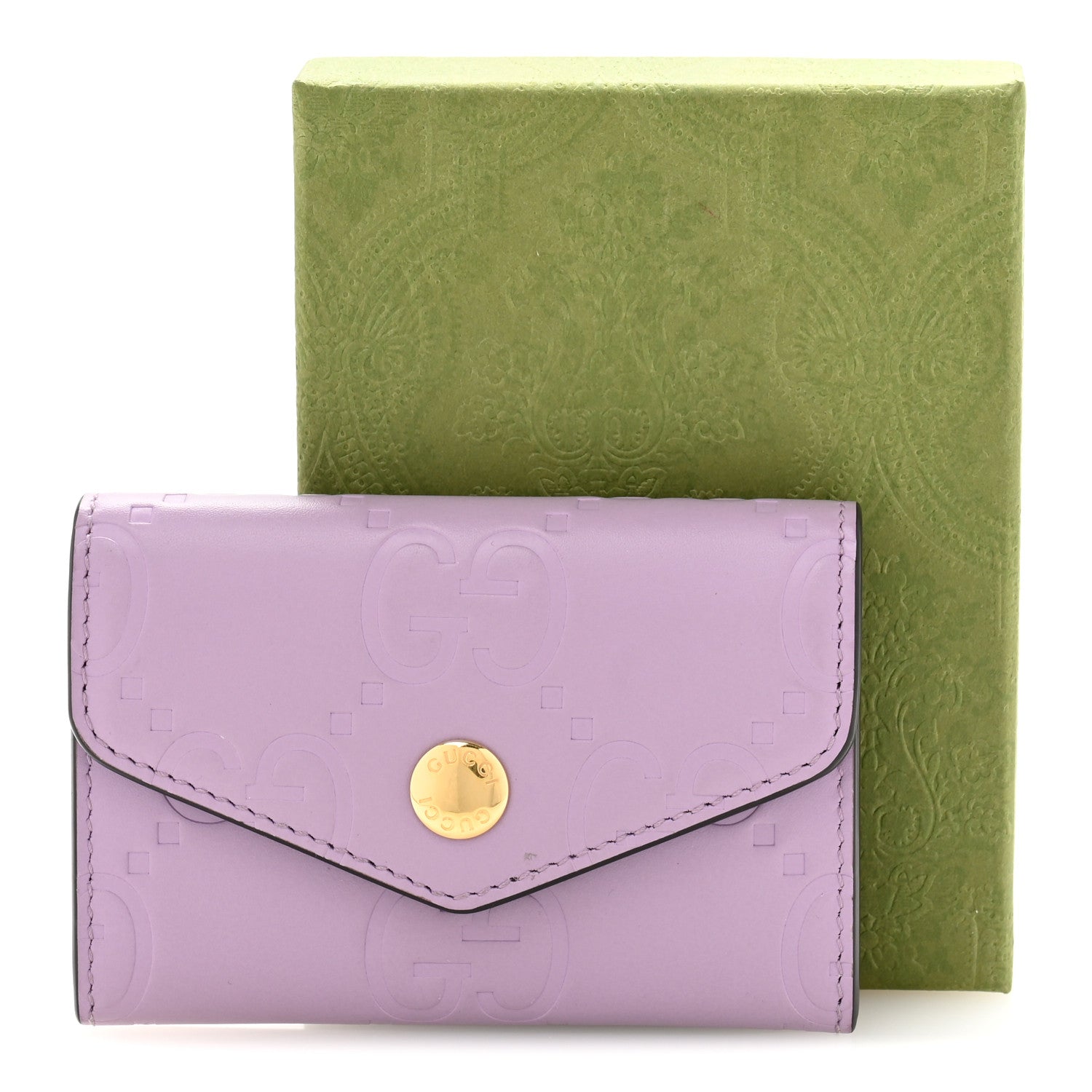 Gucci Calfskin Jumbo GG Embossed Snap Wallet Lilac 9 of 9