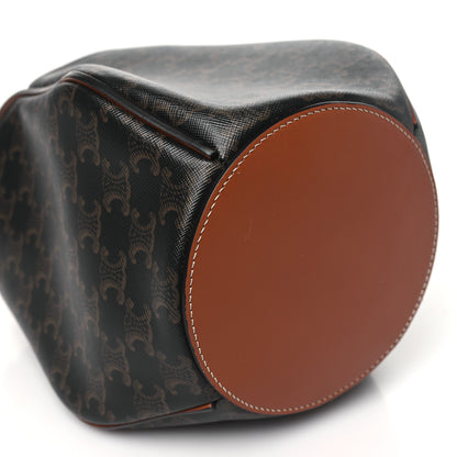 Celine Triomphe Canvas Calfskin Marlou Bucket Bag Tan 10 of 11