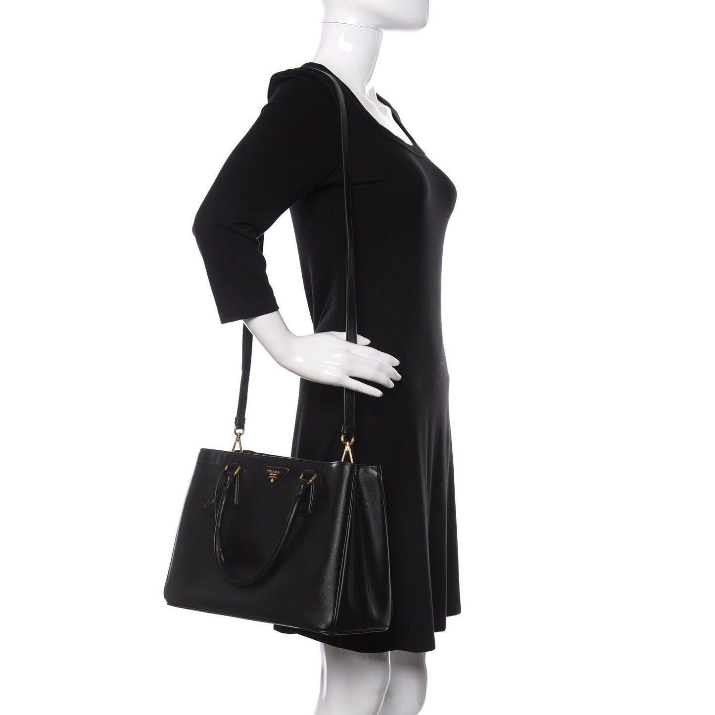 Saffiano Lux Medium Tote Black