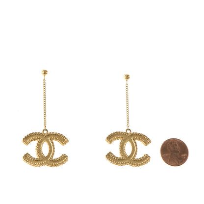 Chanel CC Drop Earrings Matte Gold 2 of 5