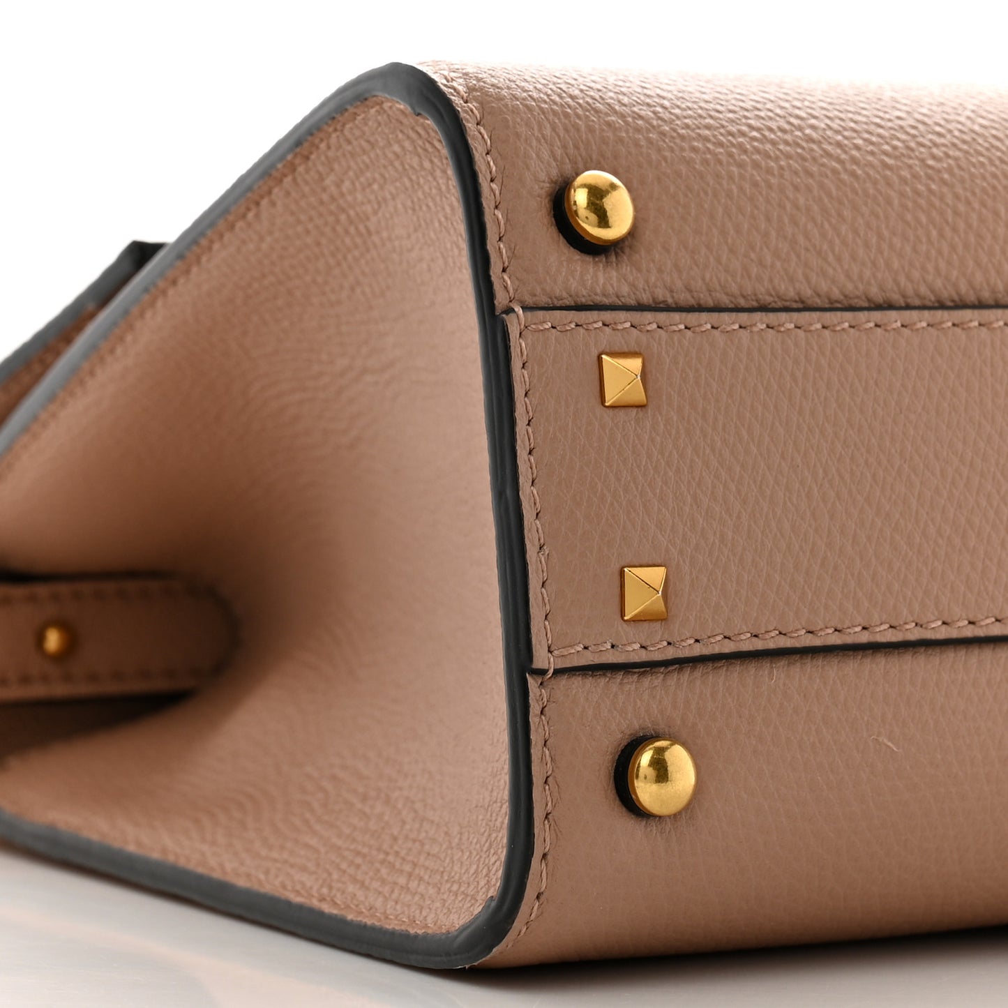 Grainy Calfskin Small VSling Top Handle Bag Poudre