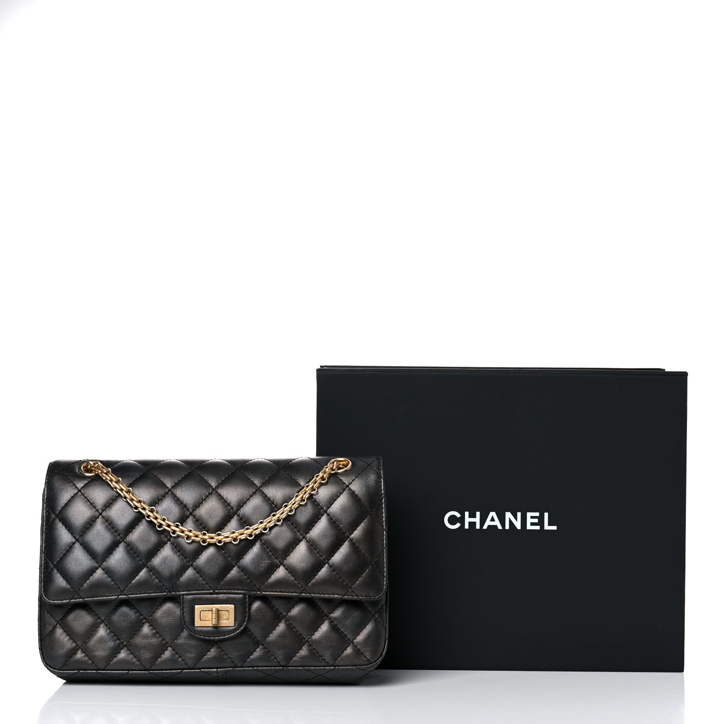Metallic Calfskin Quilted 2.55 Reissue 226 Flap Charcoal