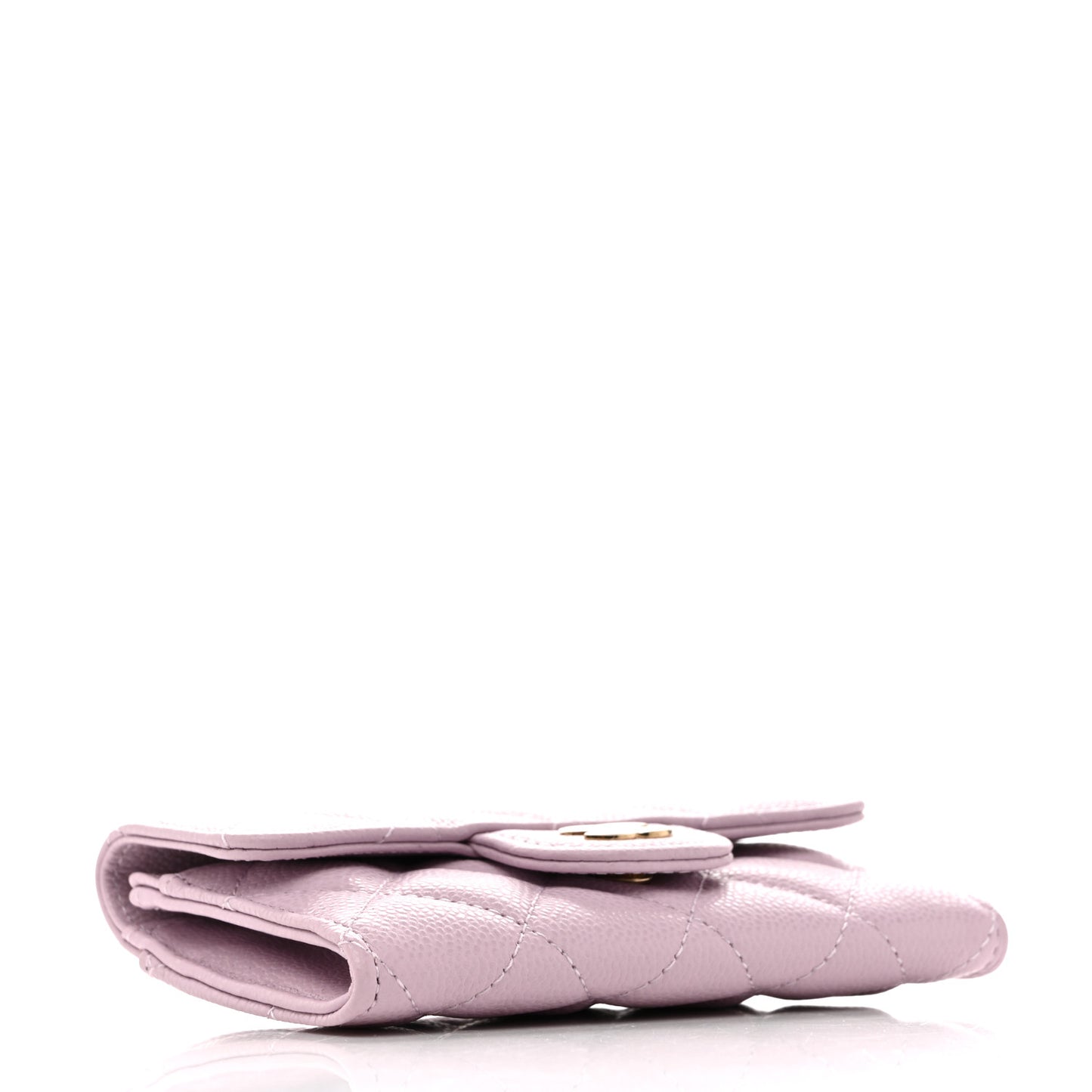 Caviar Quilted Flap Card Holder Wallet Light Purple