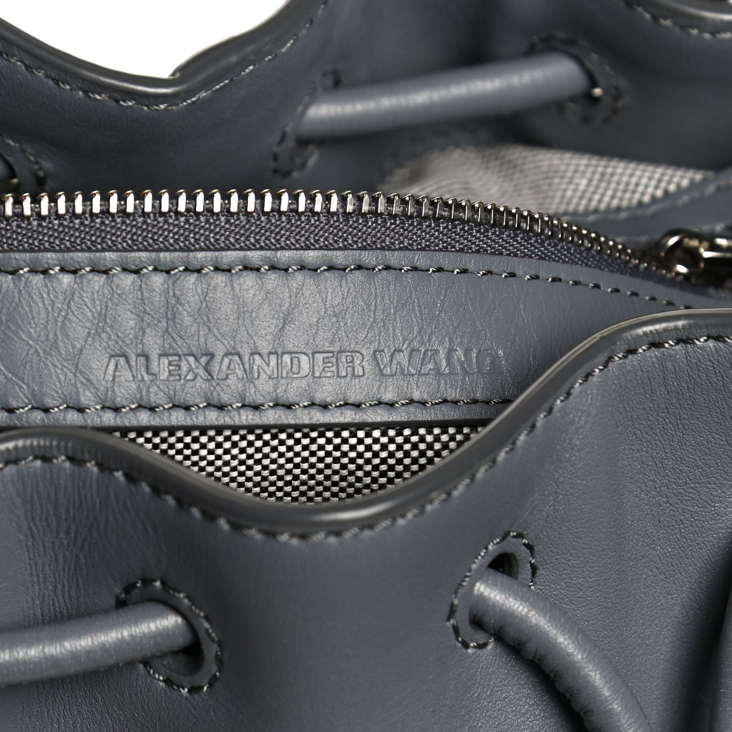 Calfskin Alpha Bucket Bag Grey Silver Hardware