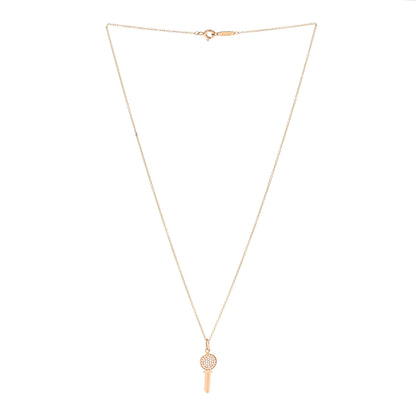 Tiffany 18K Rose Gold Diamond Mini Modern Keys Round Key Pendant Necklace 3 of 6