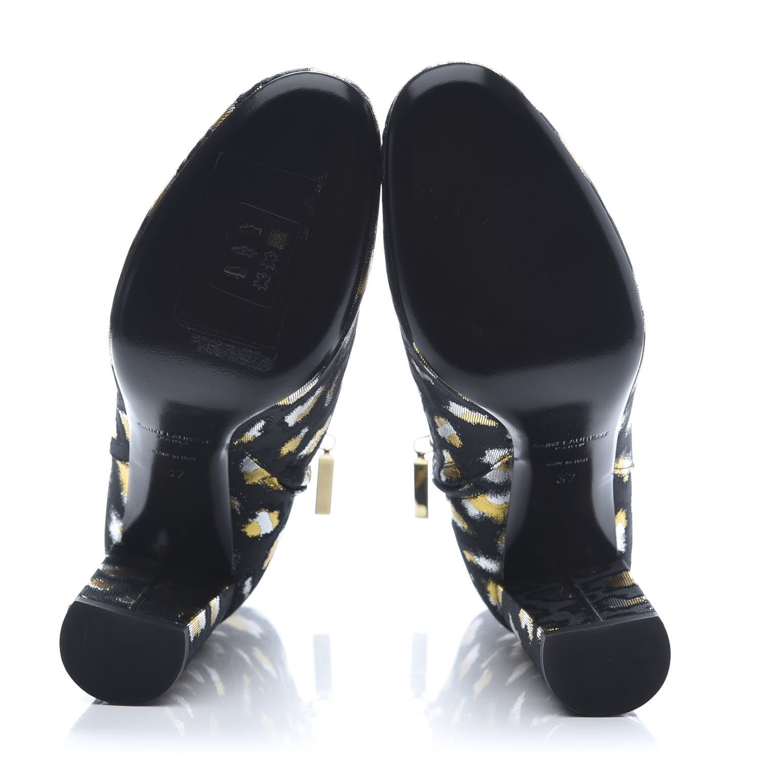 Saint Laurent Jacquard Leopard Loulou Ankle Boots 37 Oro 5 of 8