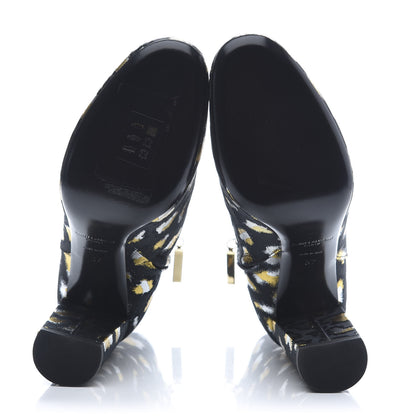 Saint Laurent Jacquard Leopard Loulou Ankle Boots 37 Oro 5 of 8