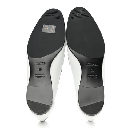 Hermes Calfskin Womens Royal Loafers 38 White 5 of 9