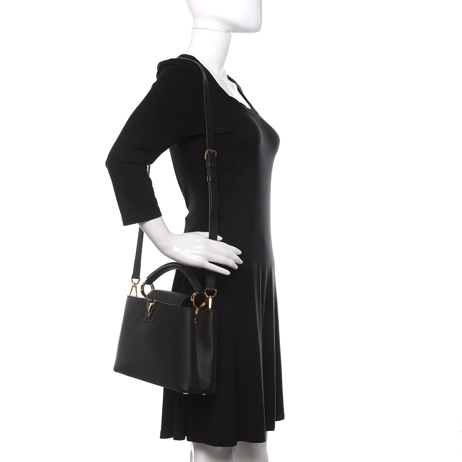 Louis Vuitton Taurillon Capucines BB Black 2 of 11