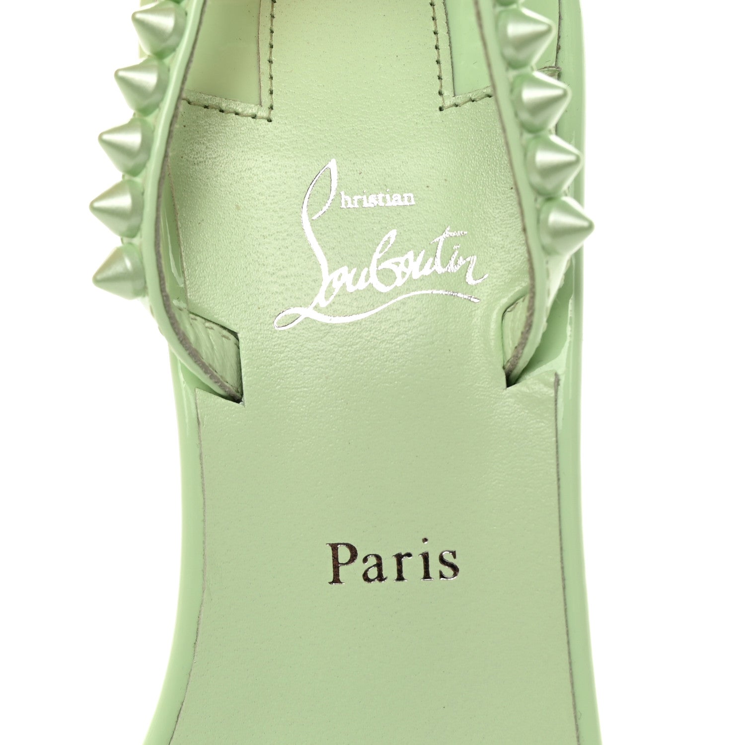 Christian Louboutin Patent Calfskin So Me Spike 85 Wedge Sandals 39 Studio Green 8 of 17