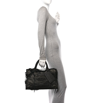 Balenciaga Metallic Craquele Calfskin Classic Hardware City Black 2 of 12