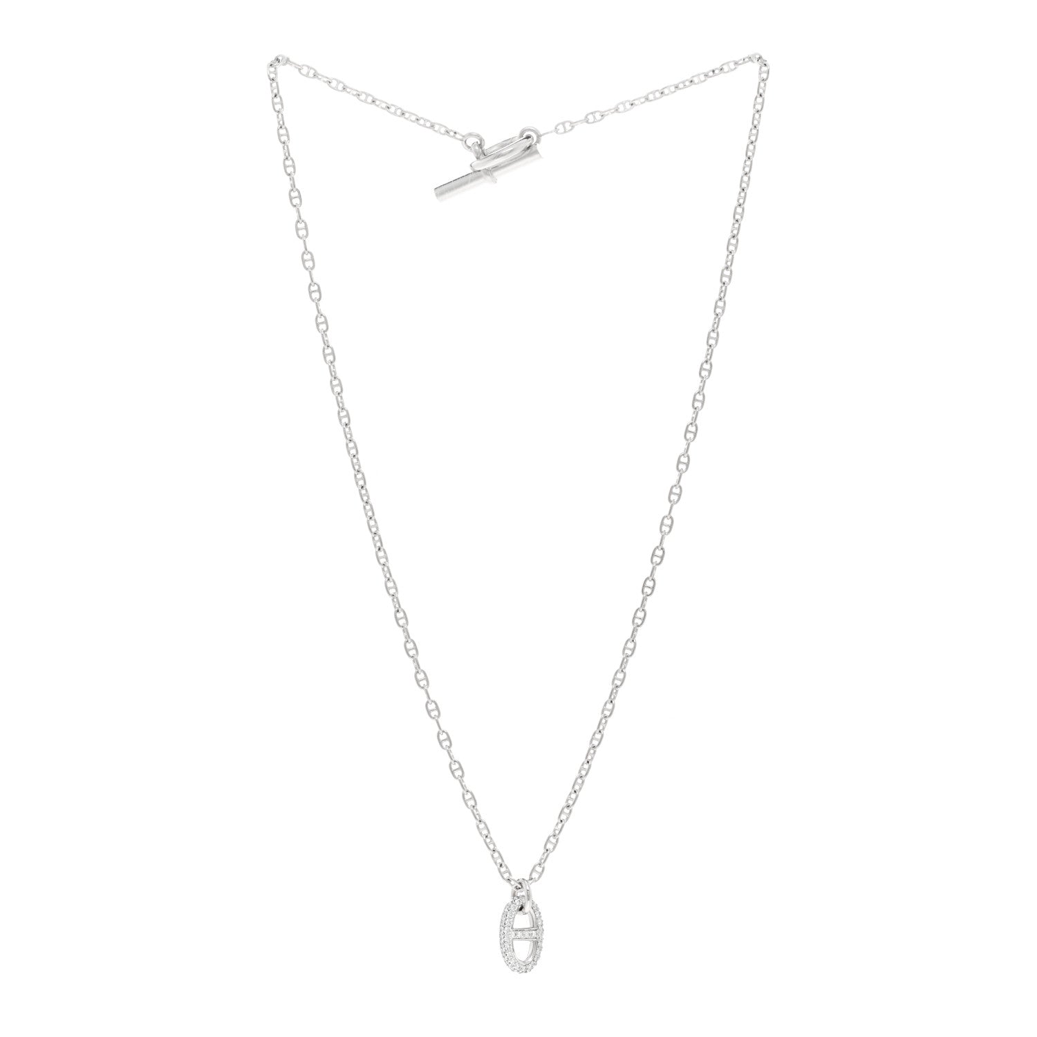 Hermes 18K White Gold Diamond New Farandole Pendant Necklace 3 of 5