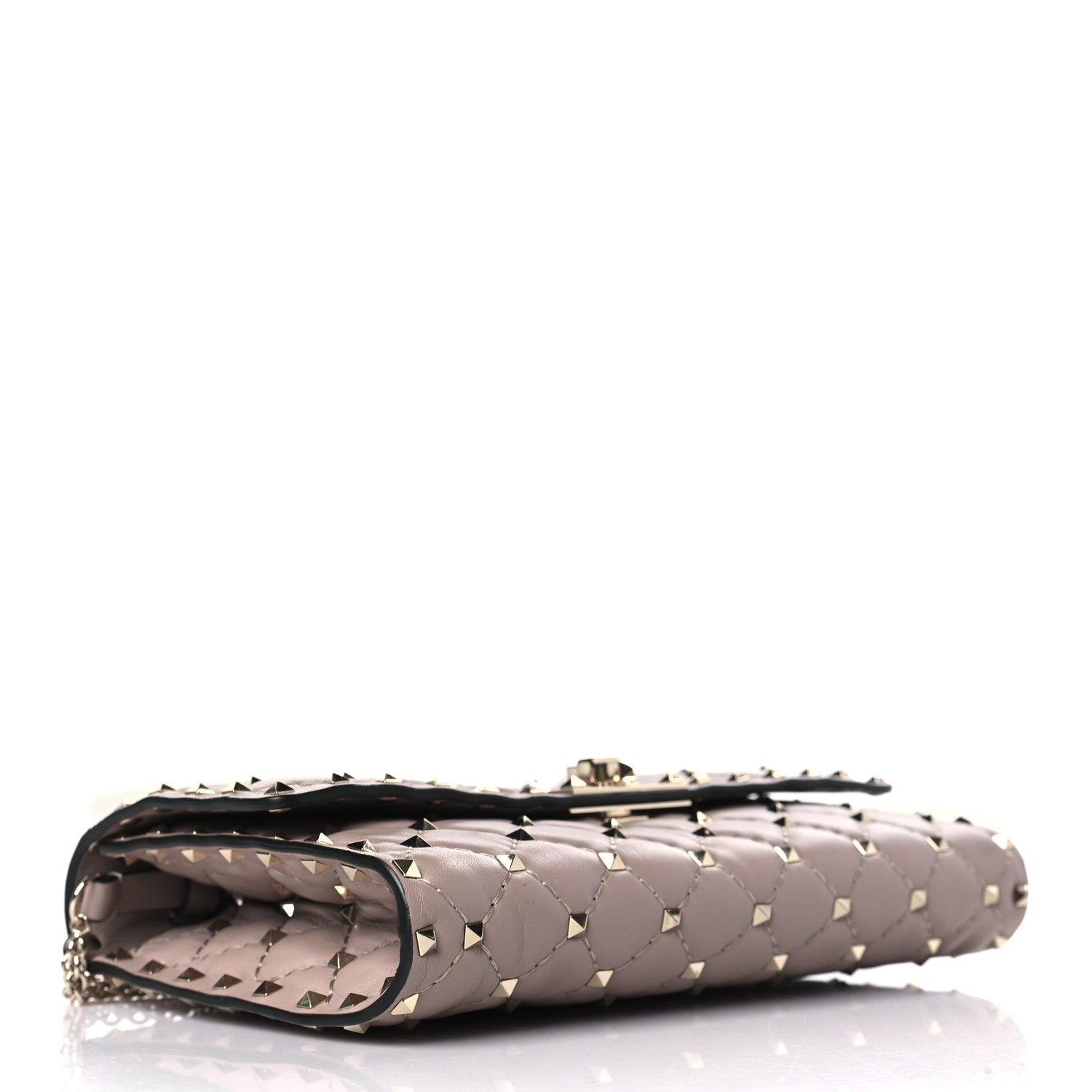 Valentino Garavani Lambskin Rockstud Spike Wallet on Chain Poudre 4 of 8
