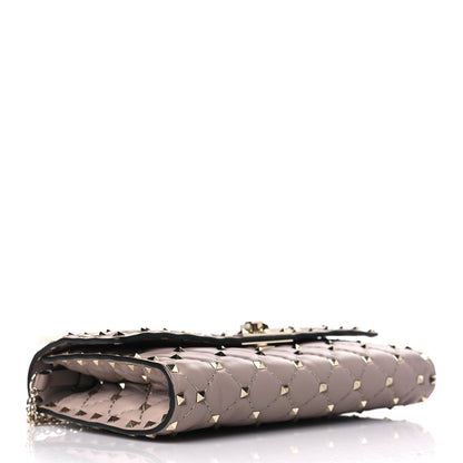 Valentino Garavani Lambskin Rockstud Spike Wallet on Chain Poudre 4 of 8