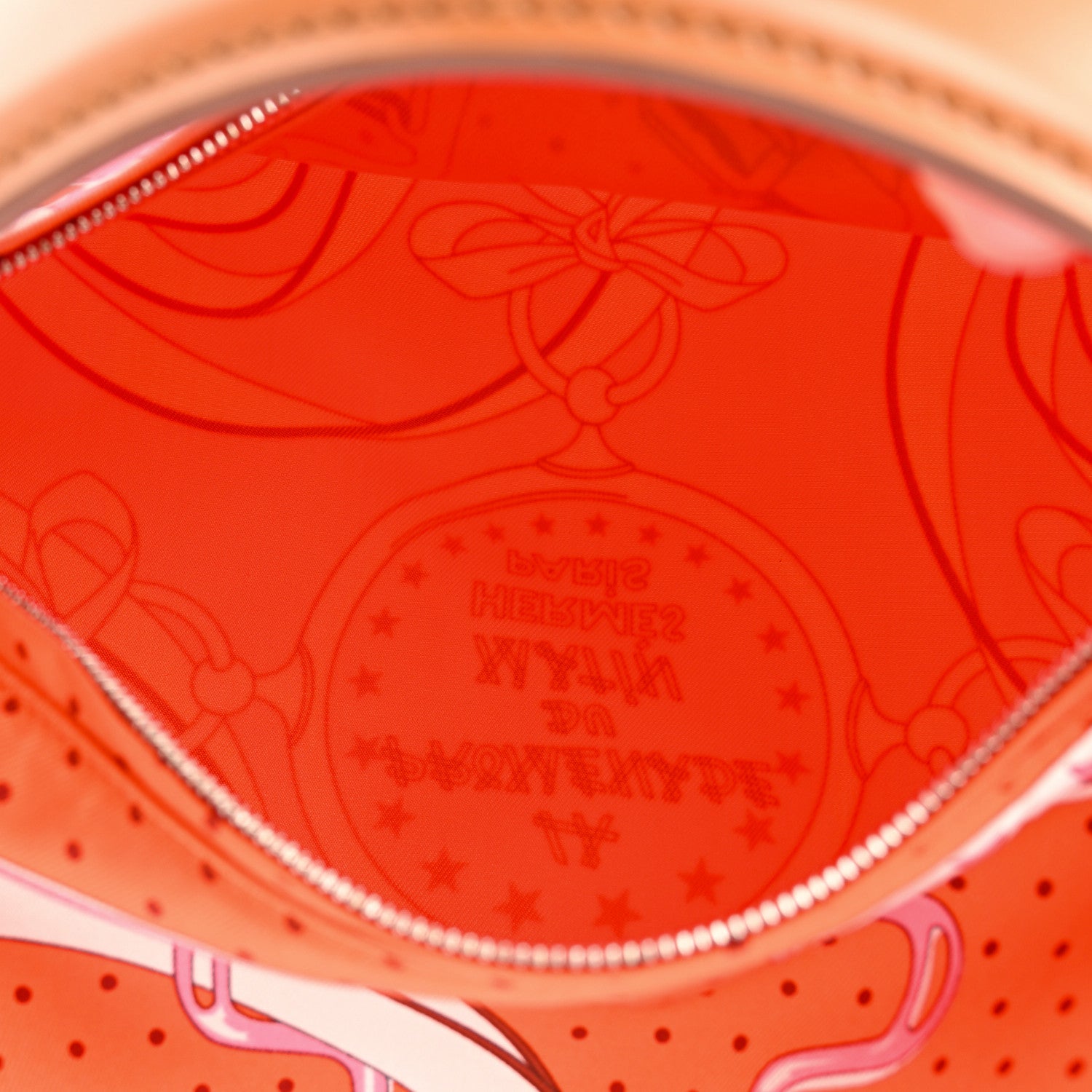 Hermes Silk Balusoie Vache Hunter La Promenade du Matin Bandana Bag Orange Poppy Fauve 5 of 9