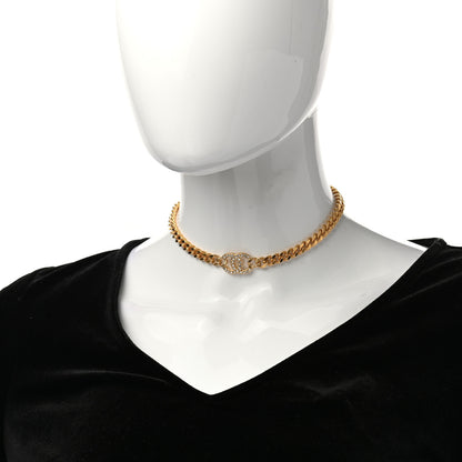 Chanel Crystal Chain Link CC Choker Necklace Gold 2 of 5