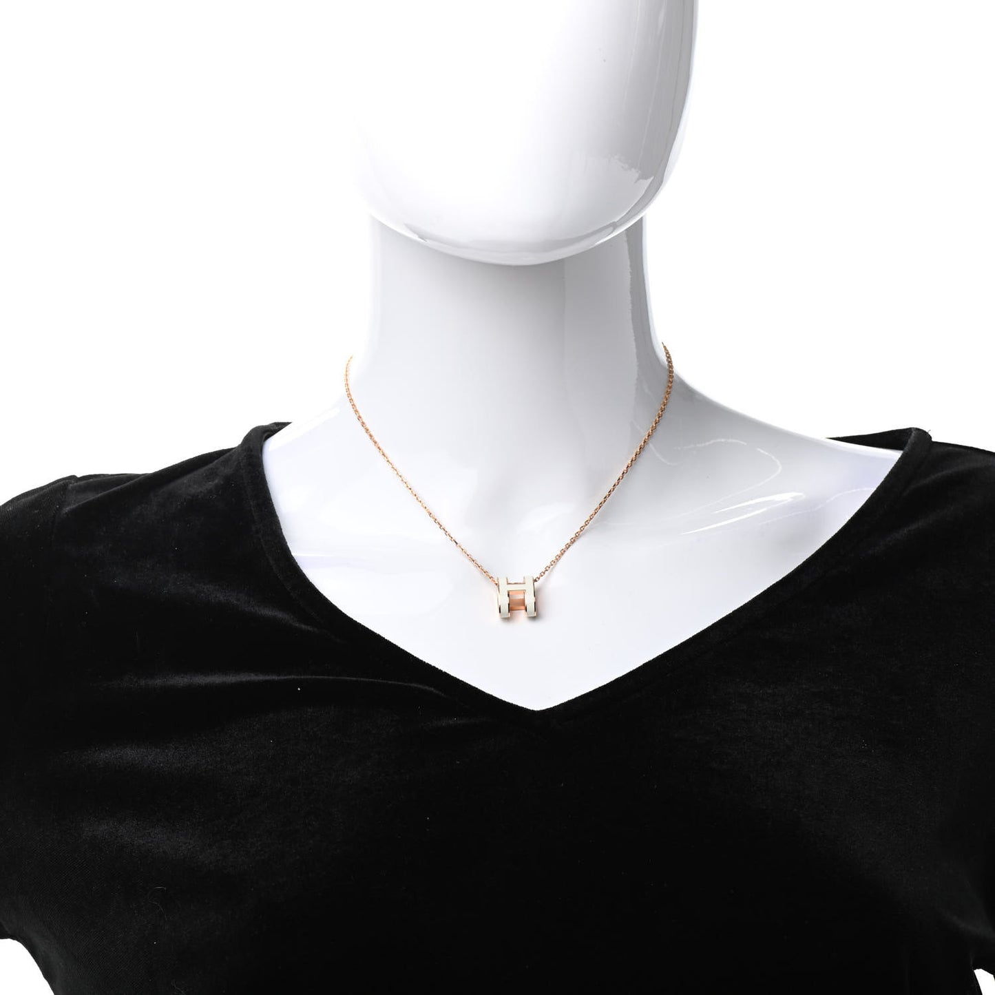 Lacquered Rose Gold Pop H Pendant Necklace White