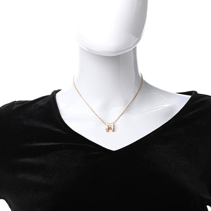 Hermes Lacquered Rose Gold Pop H Pendant Necklace White 2 of 7