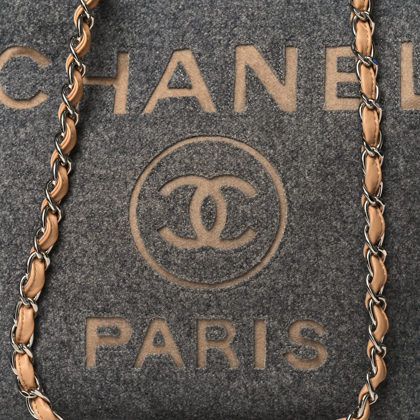 Wool Felt Large Deauville Tote Grey Beige