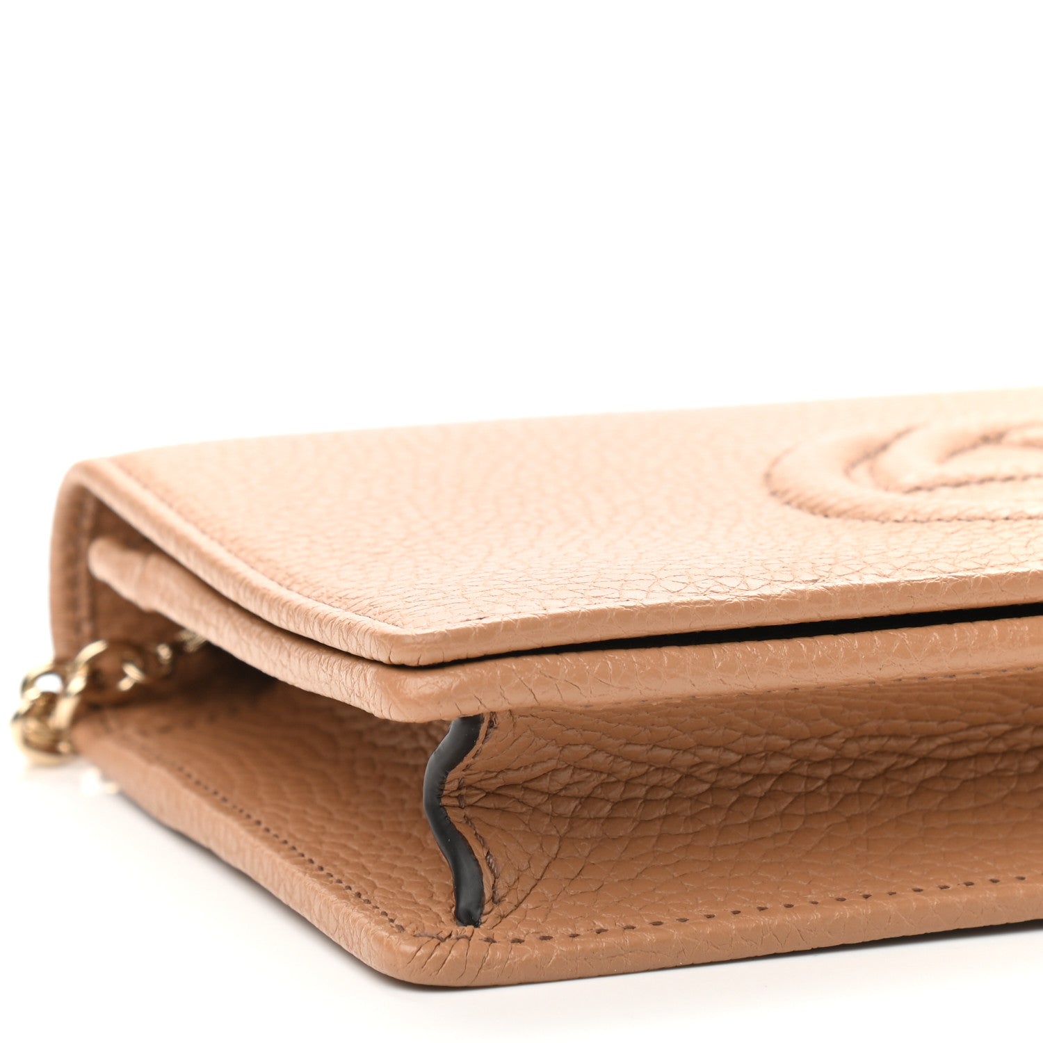 Gucci Pebbled Calfskin Soho Wallet on Chain Camelia 7 of 8
