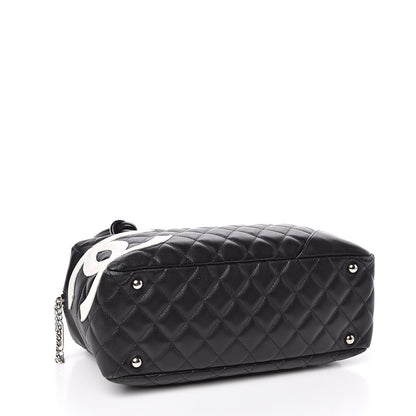 Chanel Calfskin Quilted Large Cambon Bowler Black White 4 of 13