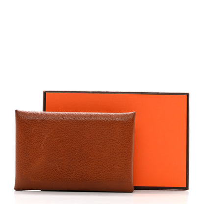Hermes Barenia Verso Calvi Card Case Fauve Black 9 of 9