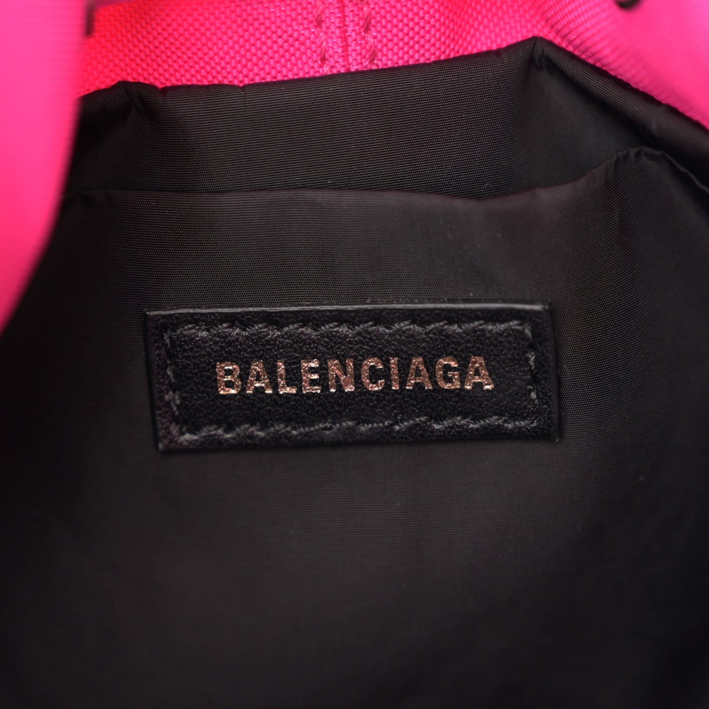 Recycled Sport Nylon Logo Embroidered Wheel Drawstring Bucket Bag XS Fuchsia Black