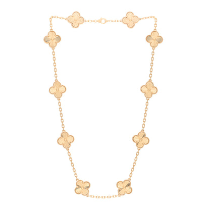 Van Cleef & Arpels 18K Yellow Gold 10 Motifs Guilloche Vintage Alhambra Necklace 3 of 4