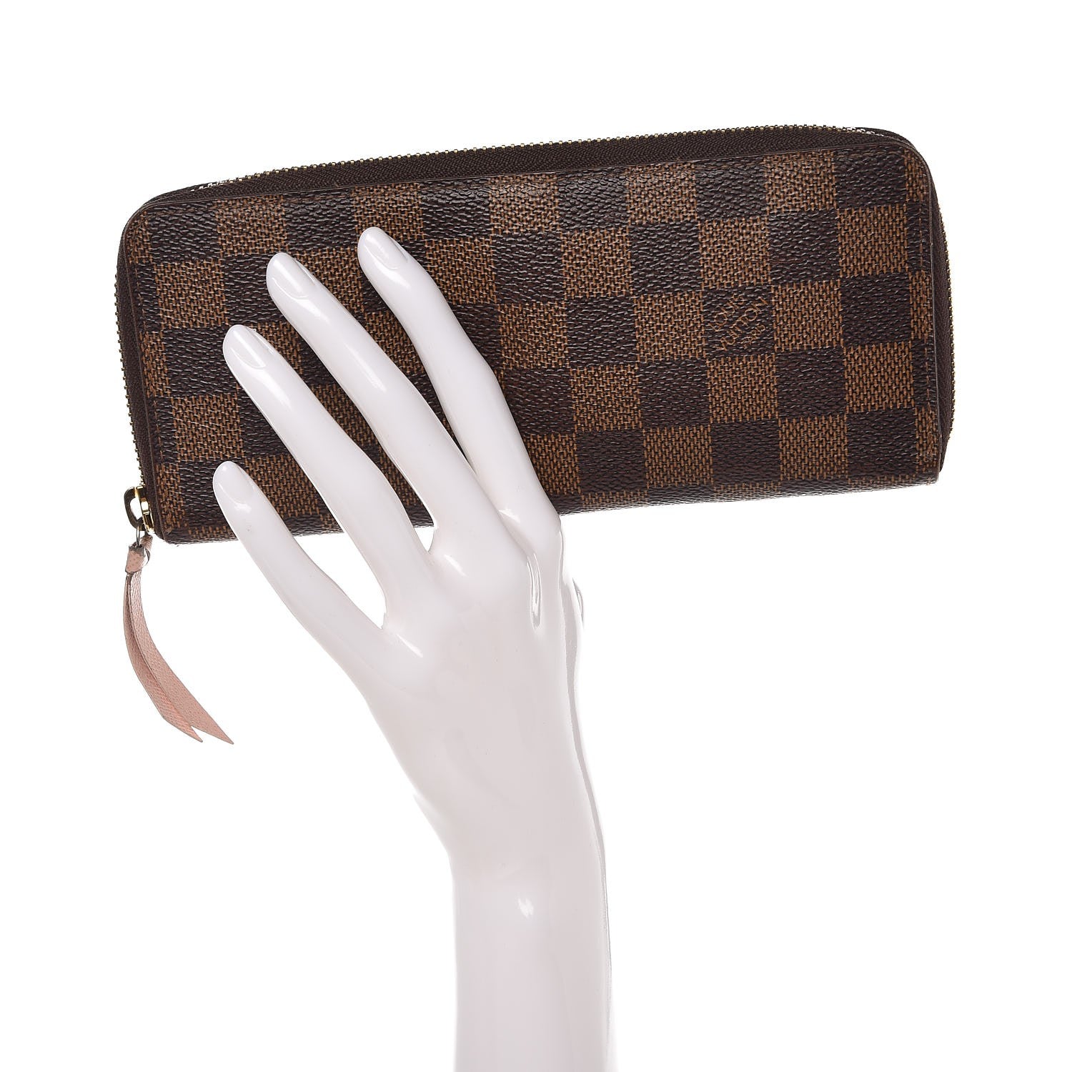 Louis Vuitton Damier Ebene Clemence Wallet Rose Ballerine 2 of 9