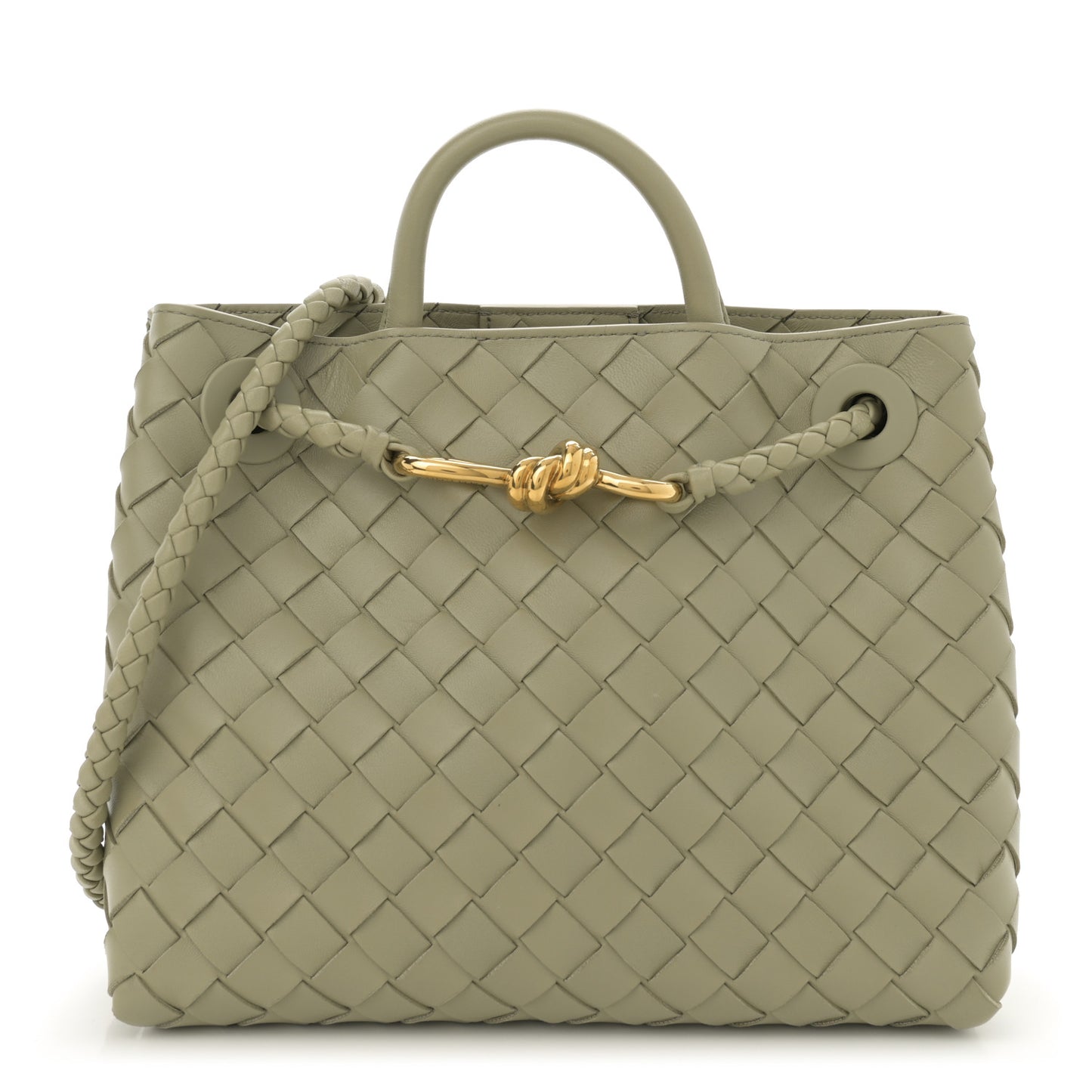 Nappa Intrecciato Small Andiamo Shoulder Bag Travertine