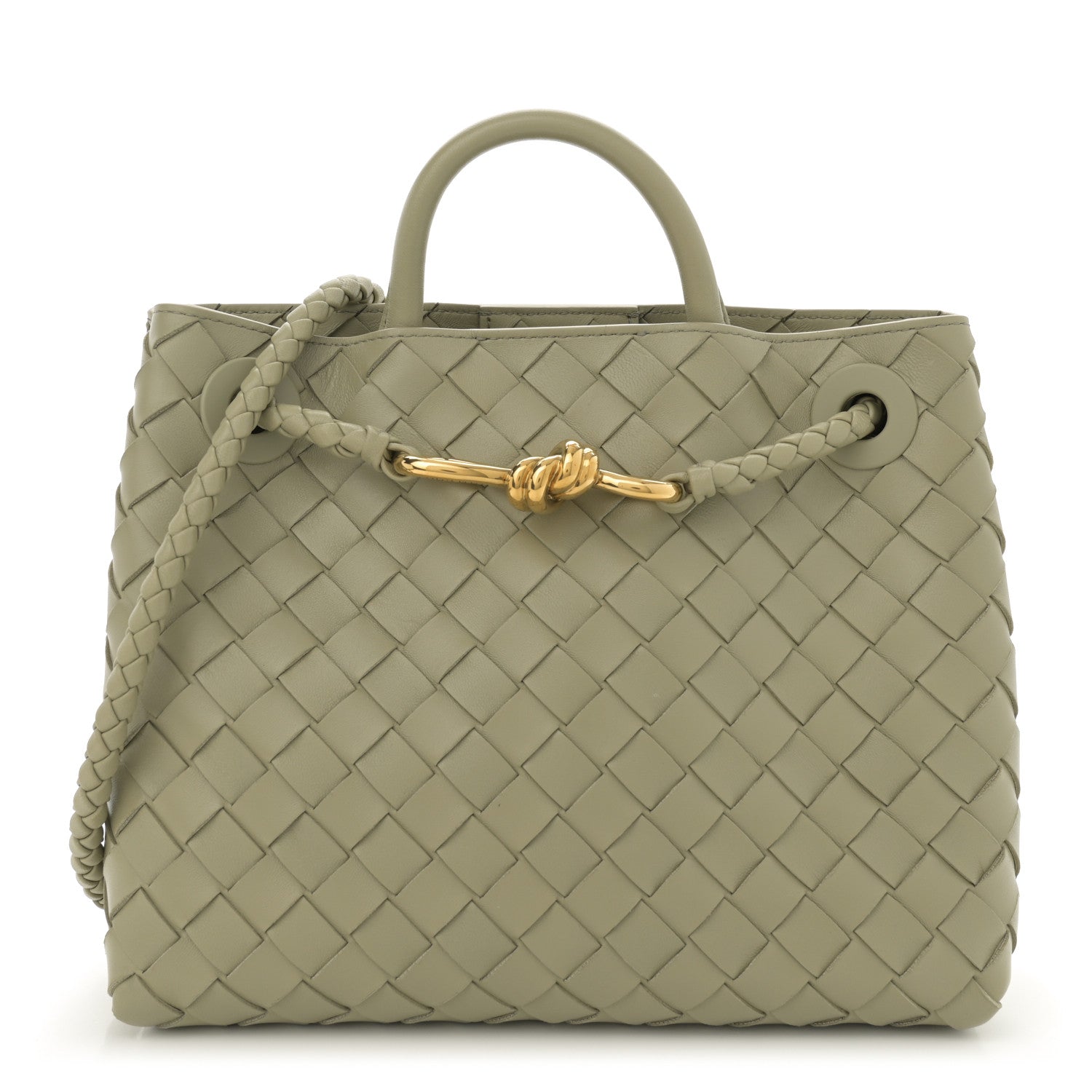 Bottega Veneta Nappa Intrecciato Small Andiamo Shoulder Bag Travertine 1 of 9