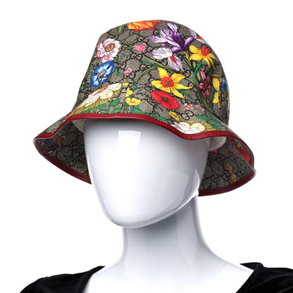 Gucci GG Supreme Monogram Flora Fedora Hat M Red 2 of 10